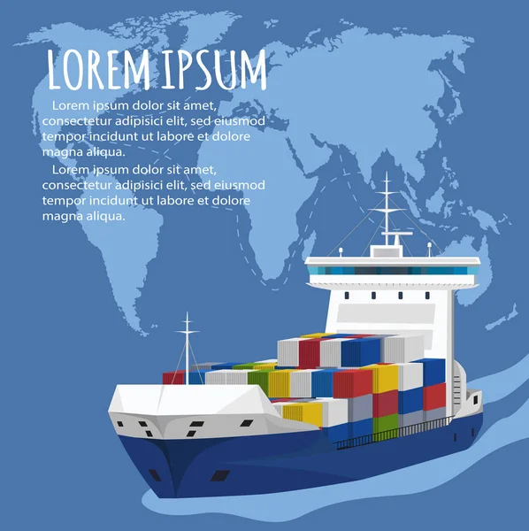 Modelo de banner de transporte marítimo comercial —  Vetores de Stock