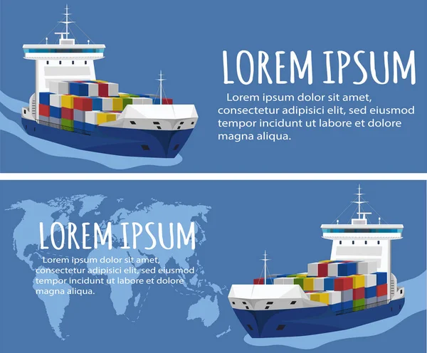 Conjunto de modelos de folheto comercial de transporte marítimo —  Vetores de Stock