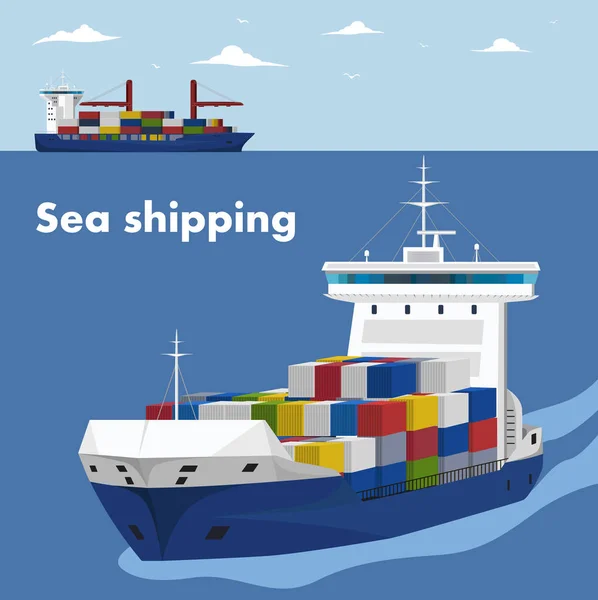 Modello di banner per il trasporto marittimo commerciale — Vettoriale Stock
