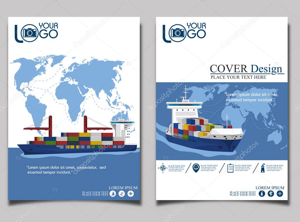 Sea shipping banner template set