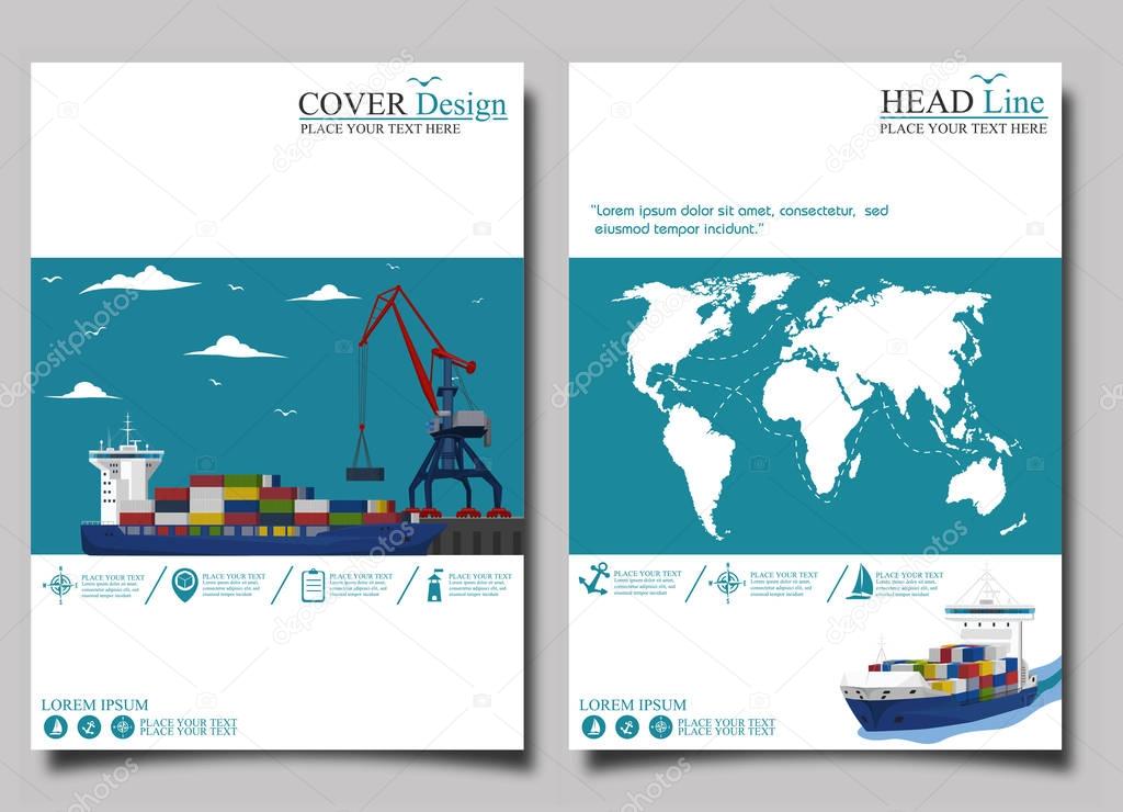 Commercial sea shipping banner set