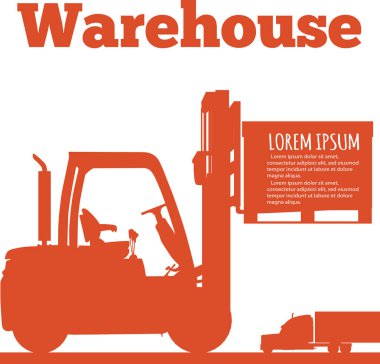 Ambar afiş ile forklift kamyon siluet