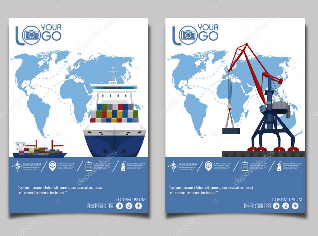 Commercial sea shipping banner set