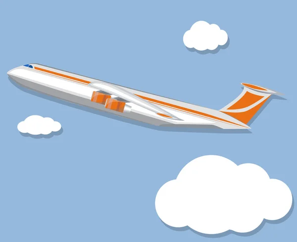 Poster penerbangan dengan pesawat jet di langit - Stok Vektor