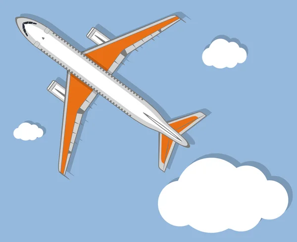 Авиационный плакат с реактивным самолетом в небе — стоковый вектор