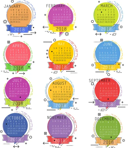 Kalender voor 2018 jaar vector design — Stockvector