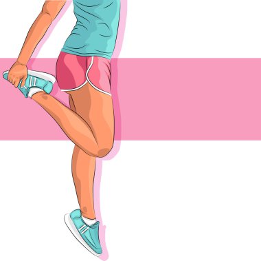 Sportif genç kız spor giyim ve spor ayakkabı