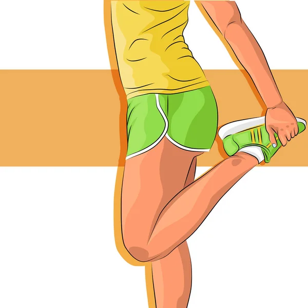 Chica joven deportiva en ropa deportiva y zapatillas de deporte — Vector de stock