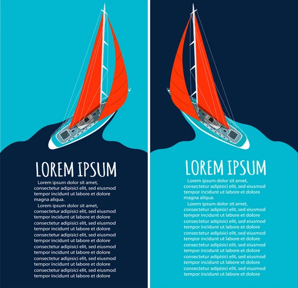 Design de panfleto de clube de iate com barco à vela —  Vetores de Stock
