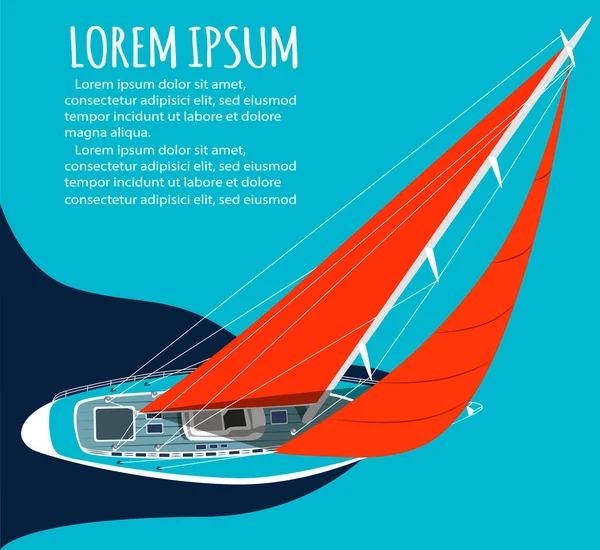 Yelkenli tekne yat kulübü el ilanı tasarımı — Stok Vektör