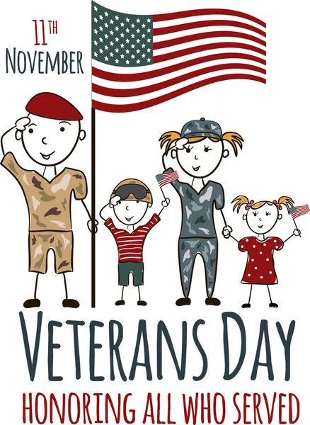 Veterans day wenskaart met kinderen — Stockvector