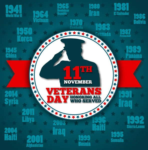 Veterans day wenskaartsjabloon — Stockvector