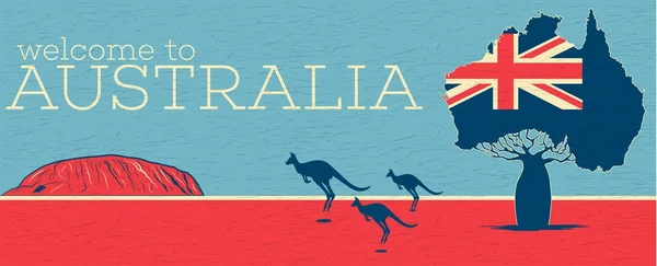 Willkommen auf Australien Vintage Poster — Stockvektor