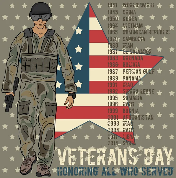 Veterans day wenskaartsjabloon — Stockvector