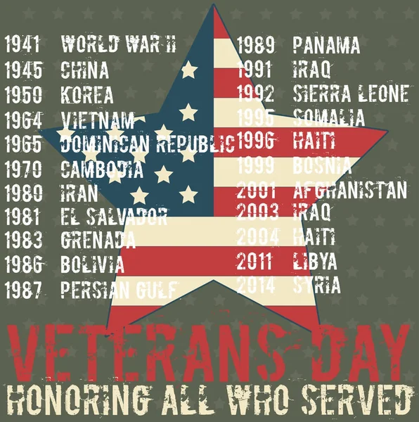 Veteranos día tarjeta de felicitación plantilla — Archivo Imágenes Vectoriales