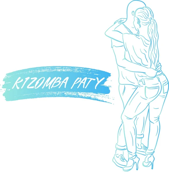 若いカップルのダンス kizomba ベクトル描画します。 — ストックベクタ