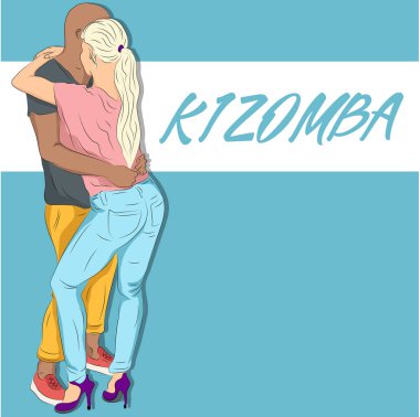 Genç çift kizomba vektör dans çizmek