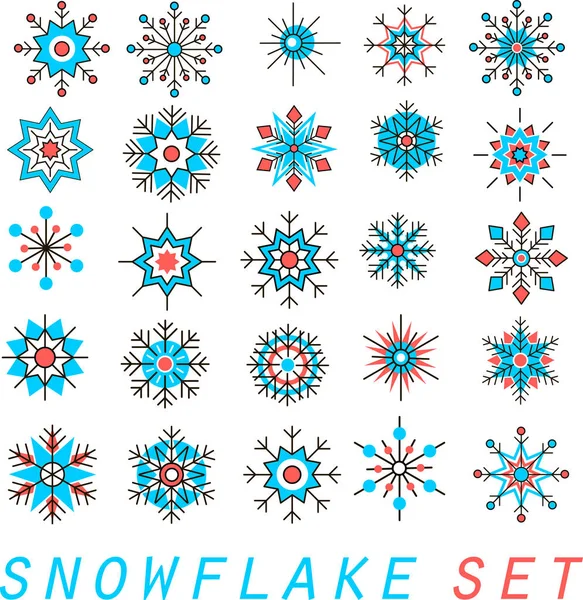 Snowflakes set trendy linear style — Stock Vector