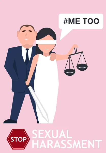 Σεξουαλική παρενόχληση αφίσα με Γιουστίτια — Διανυσματικό Αρχείο