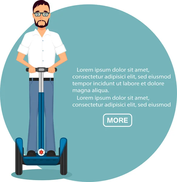 Young businessman on segway vector illustration — Stock Vector