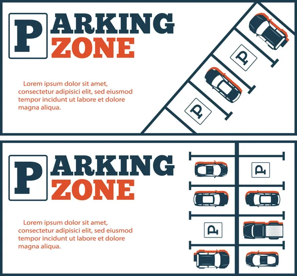 Parkeren zone flyers in minimalistische stijl — Stockvector