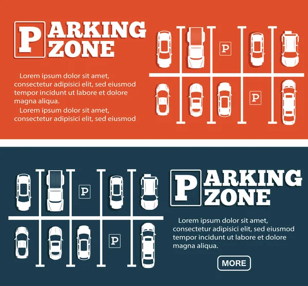 Parkeren zone flyers in minimalistische stijl — Stockvector