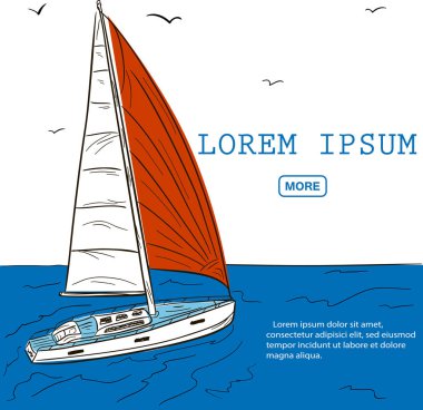 Yat yarışı afiş tasarımı ile yelken tekne kroki