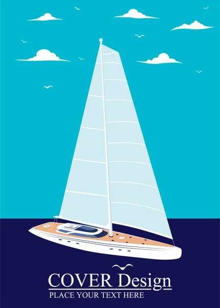 Jachtclub flyer ontwerpen met zeilboot — Stockvector