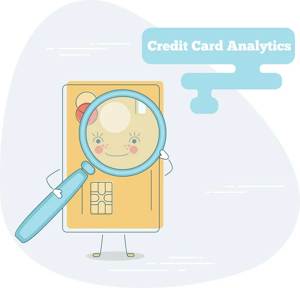 Πιστωτική κάρτα έννοια analytics στην τέχνη στυλ γραμμής — Διανυσματικό Αρχείο