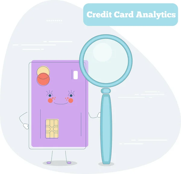 Kreditní karty analytics koncept v umění stylu čáry — Stockový vektor