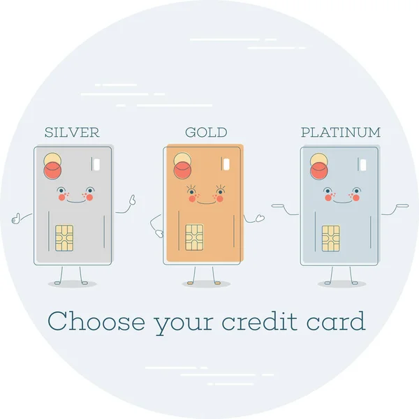 Επιλέξτε σας πιστωτική κάρτα έννοια τέχνη στυλ γραμμής — Διανυσματικό Αρχείο