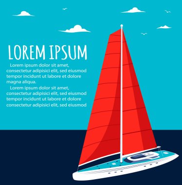 Yacht club flyer design with sail boat clipart