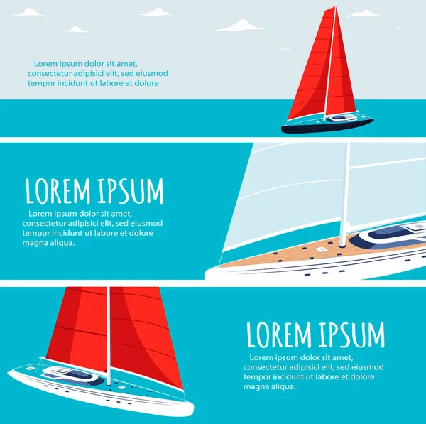 Yacht club flyers design with sail boat — Stock Vector