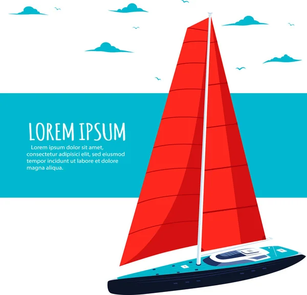 Yacht club flyer design med segelbåt — Stock vektor