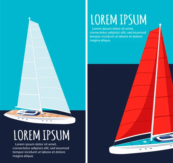 Yacht club flyers design avec voilier — Image vectorielle