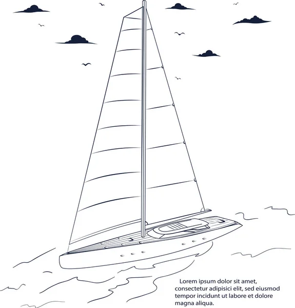 Conception d'affiche de course de yacht avec croquis de voilier — Image vectorielle