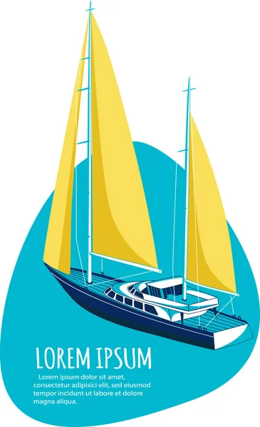 Yacht club sticker with sail boat — Stock Vector