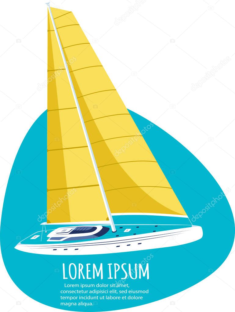 Yacht club sticker with sail boat