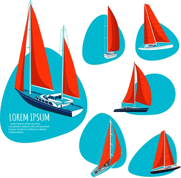 Yacht club stickers with sail boat — Stock Vector