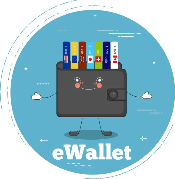 Concept eWallet dans le style line art — Image vectorielle