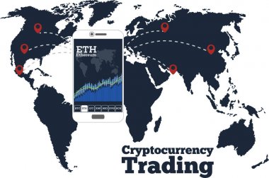 Cryptocurrency ticaret kavramı hat sanat tarzı