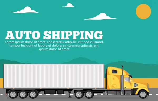 Otomatik sevkiyat afiş ile konteyner kamyon — Stok Vektör