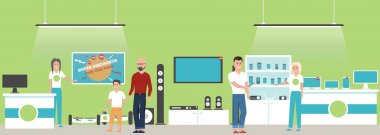 Elektronik insanlar alışveriş ile banner saklamak