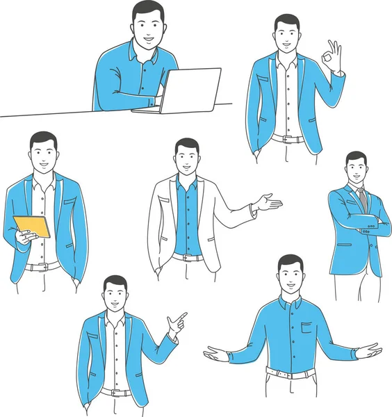 Positieve manager schets illustratie set — Stockvector