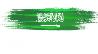 Suudi Arabistan Krallığı Ulusal Günü 2d animasyon. Vatanseverlik bayramı 23 Eylül 'de kutlandı. Ulusal kimlik konsepti. Suudi Arabistan el yazısı bayrak animasyonu