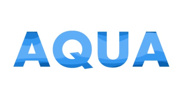 Aqua Woord Vloeibare Animatie Blauwe Kleur — Stockvideo