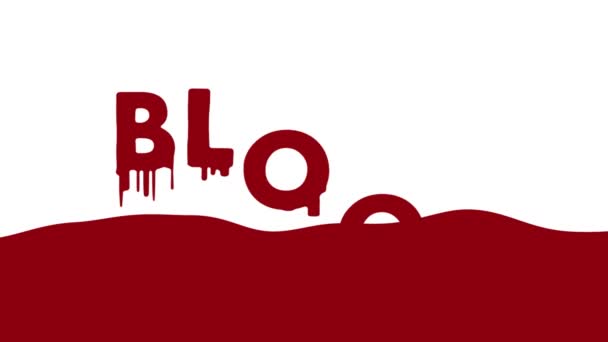 赤い色の血の言葉の液体のアニメーション — ストック動画