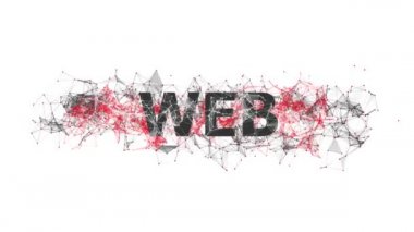 Renkli pleksus dizaynlı web programlama döngüsü animasyonu. Yazılım teknolojisi kavramı. Çevrimiçi ve çevrimdışı kodlama kursları. Web sitesi geliştirme, ön uç mühendislik tasarımı.
