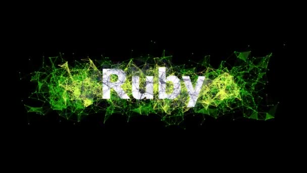 Ruby言語アプリケーションはカラフルなプレキサスデザインのアニメーションをループさせました ソフトウェア技術の概念 コーディングのオンラインおよびオフラインコース ウェブサイト開発 フロントエンドエンジニアリング設計 — ストック動画