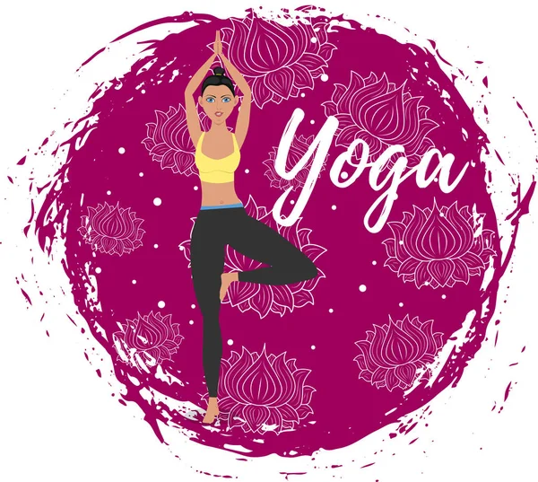 Yoga training vector illustration in flat style — 스톡 벡터